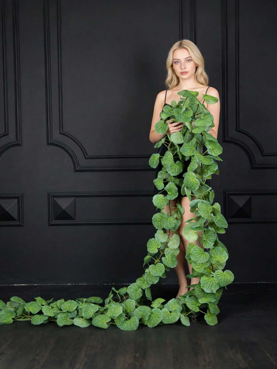 175cm Artificial Begonia Leaf Vine Fake Rose Stem Silk Apple Leaf Long Wedding Wreath Garland Home Garden Valentine Party Decor - Multicolor - View 1