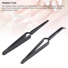 Pinzette in acciaio inossidabile nero da 2 pezzi con impugnatura in silicone | Ideali per professionisti delle unghie e per uso domestico - nero - Visualizzare 5