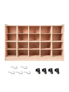 Cubby Mobile Tray Storage Cabinet, 20-Compartment Cubby Storage Shelf, Cubby Storage Cabinet 4 X 5, Classroom Cubbies, Classroom Furniture For Home, Daycare And Preschool, Natural - Apricot - View 8