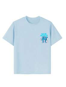 Soft & Comfortable Funny Number 67 Graphic Print Summer Top For Boys, Fashionable - Baby Blue - View 8