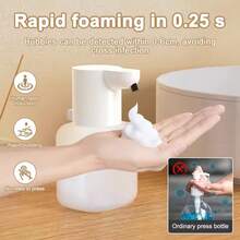 DONASIRA 500ml Super Large Capacity Touchless Rechargeable Smart Infrared Automatic Soap Dispenser, Wall-Mounted Electric Smart Foaming Hand Wash Liquid Dispenser, Kitchen Dish Soap Automatic Dispenser, ABS Plastic Material, IPX5 Waterproof, 4 Adjustable Flow Levels, Suitable For Bathroom, Kitchen, Restroom, Essential Gift For Christmas, Halloween And Autumn New Arrival - Multicolor - View 8