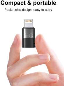 1-2个便携式迷你转换器，麦克风适配器，USB-C母口转Lightning公口适配器，兼容 14/13/12/11、智能手机、PC，即插即用耳机音频适配器 - 黑色 - 查看 6