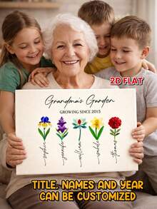 Catygift 定制家庭帆布画,个性化家庭礼物,花卉主题帆布画,包含姓名和年份的家庭姓名帆布画,送给爸爸妈妈爷爷奶奶的独特礼物,定制墙面艺术,家居装饰客厅 - As Shown - 查看 2