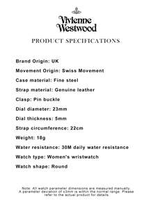 Vivienne Westwood Gold Case & Dial, Leather Strap, Mini Fashion Elegant Wristwatch - 黑色 - 查看 2