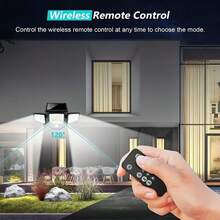 1PC/2PC Waterproof Patio Lighting With Remote Control, Solar Outdoor Light, 2500LM 208 LED, 3-Head Motion Sensor Light, 270° Wide-Angle Floodlight Patio Wall Light, 3 Modes, Christmas Decoration Suitable For Outdoor Lighting Spaces Over 200 Square Meters Such As Patios, Terraces, Garages, Streets, Etc. - 星星 - 查看 10