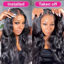SHINEHAIR 7x5 Glueless Human Hair Wigs, Pre-Plucked And Pre-Cut, For Women, Brazilian Hair, 180% Density, Wavy, Human Hair Wigs With Transparent Lace Front, Pre-Plucked With Baby Hairs For Women - Natural Black - 查看 3