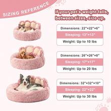 Paw Shape Calming Pet Bed, Medium Pl 11ush Faux Fur Donut Bed For Dogs & Cats, Machine Washable, Non-Slip Bottom, Extra Large Size (32\*32\*10\), Pink - 粉色 - 查看 6