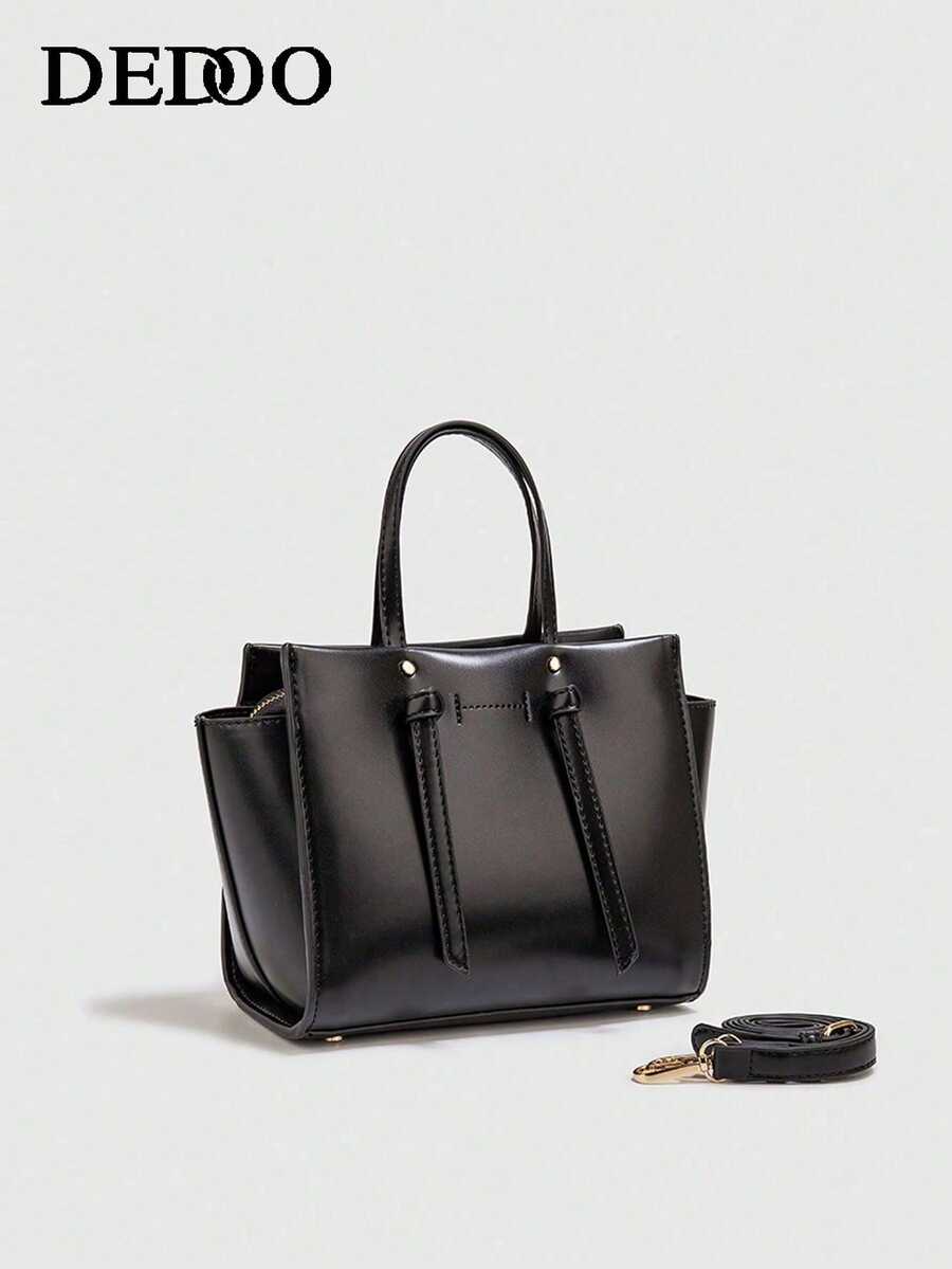 Dedoo 大容量手提包，女士新款时尚翅膀包，多功能单肩斜挎包 - 黑色 - 查看 1