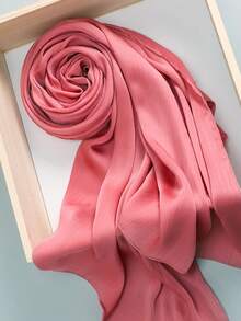 1pc Women's Rectangular Floral Textured Crinkled Satin Hijab Scarf For Dress - Multicolor - View 14