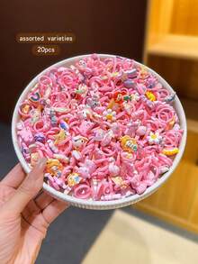 20枚随机卡通闪亮戒指，可爱女孩戒指 - 彩色 - 查看 6