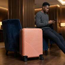 20-Inch ABS Hard-Shell Carry-On Luggage Case With Silent Rotating Wheels That Can Rotate 360°. The Seamless Pattern Is Durable And Resistant To Drops. The Best Choice For Business Trips Or Travels. Rose Gold. Luggage Suitcase Trolley Suitcase Suitcase Travel Luggage Suitcases Travel Luggage Suitcase Bag Large Capacity Luggage With Wheels Cruise Essentials Travel Essentials Holiday Essentials Vacation Essentials - Rose Gold - View 6