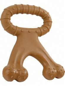 Durable Nylon Dog Chew Toy, Simulated Bone & Ring Shape, Interactive Puppy Teething Toy - Khaki - View 9