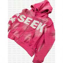 Y2k Men's Coat Autumn New Retro Printed Long Sleeved Hooded Shirt Letter Printed Loose Casual Hoodie Unisex Men's Hooded Shirt - Hồng - Xem 1