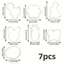 7pcs Easter Cookie Cutter Set - Egg, Carrot, Rabbit, Flower, Chick, Bunny Face And Butterfly Cookie Cutter Shapes, Suitable For Baking Holiday Themed Parties - Silver - View 9