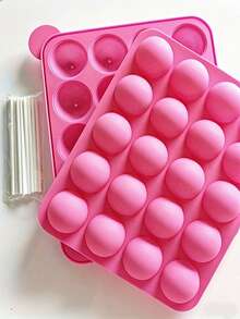 Cetakan Lolipop Silikon 20 Rongga dengan 100 Batang Lolipop - Cocok untuk Cokelat, Permen, dan Bola Kue - Alat Panggang Anti Lengket untuk Penggunaan di Rumah dan Restoran - MultiWarna - View 8