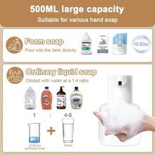 DONASIRA 500ml Super Large Capacity Touchless Rechargeable Smart Infrared Automatic Soap Dispenser, Wall-Mounted Electric Smart Foaming Hand Wash Liquid Dispenser, Kitchen Dish Soap Automatic Dispenser, ABS Plastic Material, IPX5 Waterproof, 4 Adjustable Flow Levels, Suitable For Bathroom, Kitchen, Restroom, Essential Gift For Christmas, Halloween And Autumn New Arrival - Multicolor - View 12