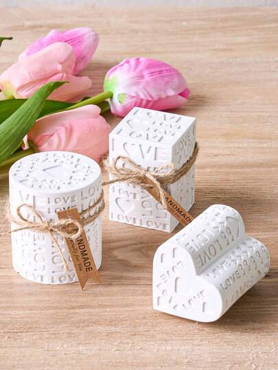 3D Love Pillar Silicone Candle Mold, DIY Valentine's Day Embossed Ornaments Making Heart Square Round Soap Craft Molds, Home Decor, Room Decor, Wedding Decor