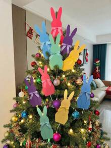 10 piezas Decoraciones de Pascua, Letreros de Jardín de Conejitos de Pascua, Grandes Lazos y Decoraciones Lindas de Conejitos, Hechos de Plástico, Adecuados para el Hogar, la Escuela, Suministros para Fiestas de Oficina, Decoración de Fiestas de Pascua, Decoración de Jardín y Césped, Adornos para Árbol de Navidad - 10 conejitos de Pascua - Ver 8