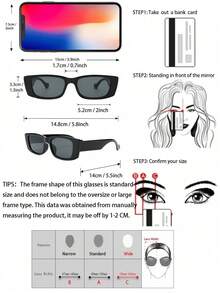 2pcs Women Square Frame Hollow Out Design Classic Glasses For Outdoor Beach Driving Camping Vacation Accessories - Multicolor - View 4