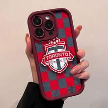 Logotipo del Toronto FC sobre fondo a cuadros. Esta elegante funda es compatible con Samsung, Apple, OPPO, , etc. Fabricada en TPU flexible, resistente a golpes y arañazos, ofrece una excelente protección contra caídas y un agarre cómodo. Es un regalo ideal para familiares, amigos y seres queridos, y una opción perfecta para festivales. - Burdeos - Ver 3