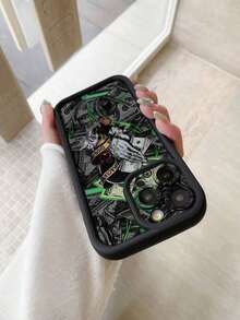1個 ブラックフォンケース ドルマークパターンとマイクロホールデザインでカメラを保護するする iPhone17/iPhone17 Air/iPhone17 Pro/iPhone17 Pro Max/16 Pro Max/15 Pro Max/14 Pro Max/13 Pro Max/12 Pro Max/11 Pro Maxに適しています - ブラック - チェックする 3