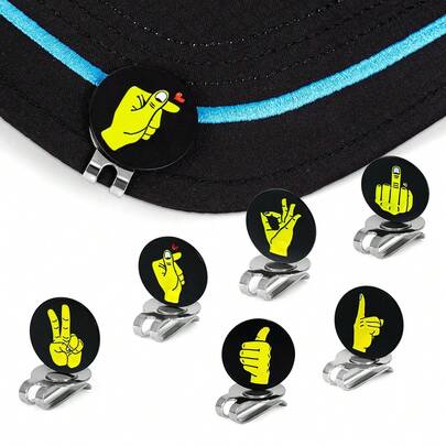 Caiton 1 pieza Marcador de bola de golf con clip para gorra (Patrón de gesto) | Marcador de bola de golf divertido con diseño magnético resistente, se adhiere fácilmente a gorras, cinturones o bolsillos. Una opción de regalo perfecta para familiares, amigos y entusiastas del golf. Un accesorio de golf imprescindible.