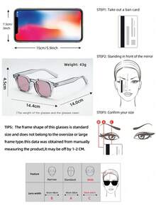 1 chiếc kính gọng nhỏ hình oval unisex chất lượng cao, thiết kế tối giản, phù hợp cho các dịp thường ngày, du lịch, dự tiệc, đi biển và sử dụng hàng ngày. - Khung màu xám mờ với viền tím. - Xem 4