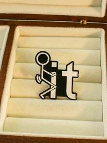 3pcs/Set Minimalist Black & White Matchstick Figure Cartoon Pattern Badge, Funny English Letter Versatile Brooch Set For Backpack & Clothing - Black and White - View 5