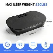 MERACH Vibration Plate Exercise Machine, Vibrating Platform For Lymphatic Drainage Weight Loss Muscle Activation, Full Body Home Exercise Equipment With LED Touch Screen Bluetooth Pull Cord - UK Plug(220-240V) - View 13