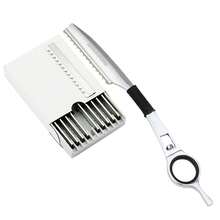 univinlions 7" 1 Rotary Thinning Razor+10 Replaceable Blades Safey Razor Straight Salon Hairdresser Razor Hair Cutter Swivel Barber Cutting Shears Knife Thinner Hairdressing Scissors - Multicolor - View 20