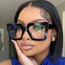 Y2K  Versatile Fashion Glasses, Ultra-Light Simple Retro Classic Design, Suitable For Parties, Shopping, Daily Casual Wear, Great Gift Choice - 黑框白平面 - 查看 8