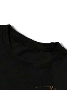 Nuevos productos de moda muy populares: Camiseta negra de manga corta con estampado de ojos y letras de Manfinity Roughcore para hombre, estilo casual y de uso diario, para verano. - Blanco 2 - Ver 4
