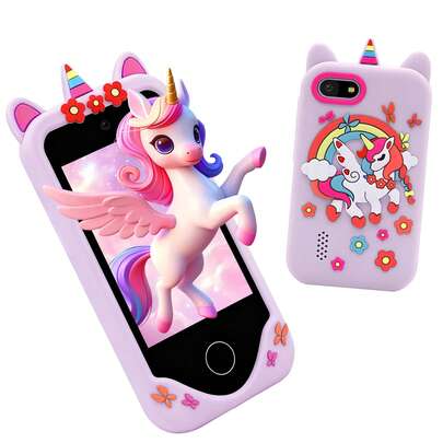 适合3-12岁儿童的智能手机玩具，2.8英寸触摸屏学习手机，配备高清双摄像头、视频录制和音乐播放器，是送给男孩女孩的最佳生日礼物。