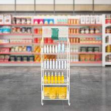 SanBouSi 4 Tier Retail Display Rack Stand Snack Candy Display Organizer Snack Rack Basket Stand Cart - White - View 3