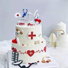 Nurse Theme Cake Decorations, Nurse Theme Cupcake Decorations, Nurse Theme Cake Decorations, Registered Nurse Theme Party Favors, Nurse Theme Party Decorations, Doctor & Nurse Party Supplies - Red and White - View 6