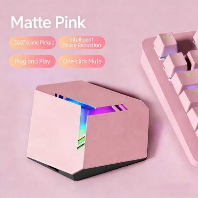  DHP-1200 Live Streaming Microphone: USB Plug-And-Play + 360° Omnidirectional Sound Pickup + Intelligent Noise Reduction + RGB Lighting Effects + Reverb Adjustment / Karaoke Mode / Volume Control