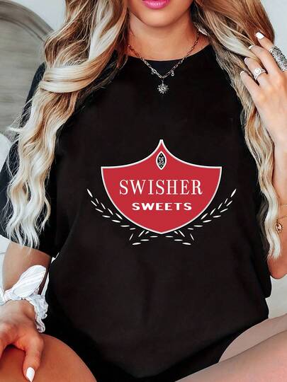 Wonen's Swisher Sweets (1) Graphic T-Shirt, Unisex 2026 New Cotton Shirt For Band Print, Casual Retro Elegant Commute Versatile Outfit, Comfortable Loose Fit Crew Neck Short Sleeve Top For Women, Suitable For All Season,Suits All Seasons Seamlessly, Machine Washable For Easy Care, Perfect Gift Choice For Birthdays, Valentine'S Day, Holidays, Or Dedicated Band Fans-An Essential Staple For Every Woman'S Wardrobe