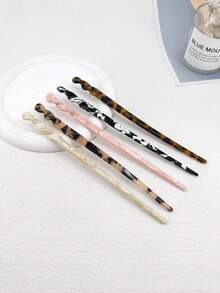 1pc Leopard Print Cute PEVA Hair Clip, Suitable For Daily Wear, Haircomb, Headpiece, Side Comb - Multicolor - View 1