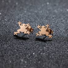 1Pair Frog Earrings ,Punk Stainless Steel Little Frog Stud Earrings For Women , Ladies' Cute Style, Fashionable Small Animal Earrings - GED487 - View 2
