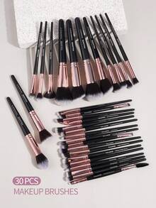 MAANGE 30pcs Professional Makeup Brush Set, Soft Fiber Material, Portable, Includes Foundation Brush, Eyeshadow Brush, Eyebrow Brush, Travel Makeup Brush Set, Makeup Brush Set, Makeup Brush Kit, Makeup Brush Set, Complete Makeup Tools, Makeup Brush Set, Makeup Brush Gift Set,Giveaways,Professional Makeup Brushes,Complete Makeup Set - Black - View 10