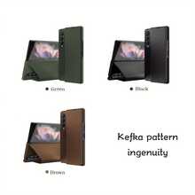 Carbon Galaxy Z FOLD7/FOLD6/FOLD5/FOLD4/FOLD3/W26 Flip Cover Case, Folding Stand Leather Protective Case, Luxury Business Kevlar Anti-Drop Full Body Cover - Multicolor - View 6