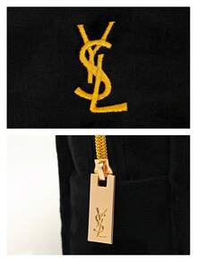Yves Saint Laurent Materiel High-Quality Cosmetic Bag, Premium Velvet Storage Bag, New SS26 Fashion. Travel Essential. Makeup Bag, Luxurious Portable Lipstick Bag. - Black - View 5