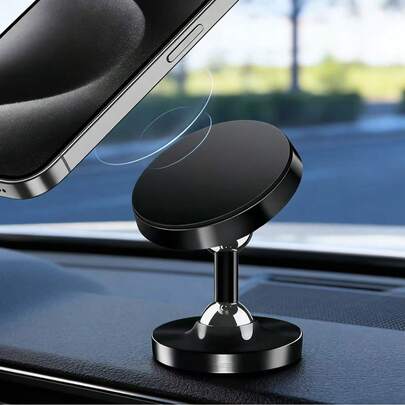 2026 New Aluminum Alloy Magnetic Car Phone Holder, 360° Rotation Stable Base, Strong Magnetic Force, Suitable For Office, Study, Watching Videos, Online Classes