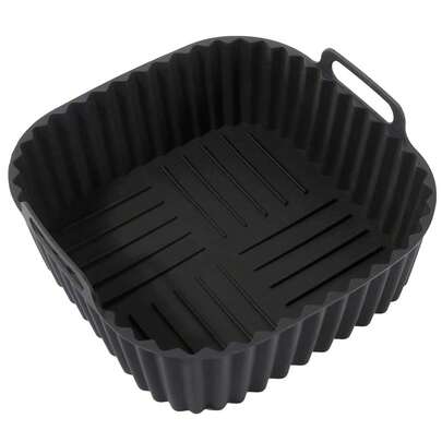 Black Square Air Fryer Baking Tray Non-Stick With Handles Oven