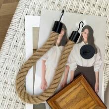 Retro Toilet Roll Paper Holders Punchless Hemp Rope Tissue Holder Bathroom Storage Accessories Washroom Decor - 麻繩圓形壁掛紙巾架 - 查看 4