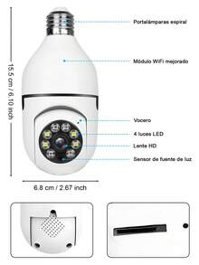 1080p WiFi Bulb Security Camera, 1080p Wireless Bulb Security Camera, E27 Security Camera, Color Night Vision, 360° Rotation, Automatic People Tracking, Two-Way Communication, Smart Home - White - View 10