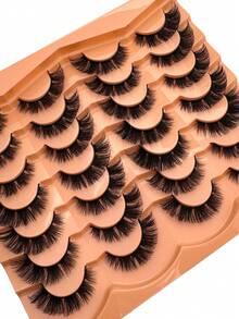 14 Pairs Luxury 3D Faux Mink Lashes - Thick, Fluffy, Elegant D-Curl False Eyelashes, Natural Look, Fluffy Cat Eye Lashes, Suitable For Bold Eye Makeup, Reusable, Ideal For Beginners, Suitable For All Occasions - Natural Lashes - View 5