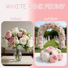 These 6 Artificial Peony Flowers Are Lifelike And UV-Resistant. They Are Perfect For Indoor Home Decoration, Outdoor Garden Decoration, Wedding Decoration, And Valentine's Day Decoration, Making Them The Best Gift Choice. - Hua-005-6-baifen - View 7