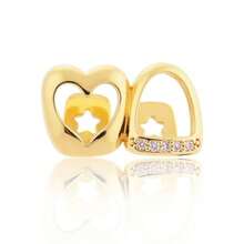 2 PCS Grills For Your Teeth Grillz Teeth Men Hip Hop Gold Tooth Cap Fake Grillz Mouth Teeth 90s Accessories For Women - 如圖 - 查看 2