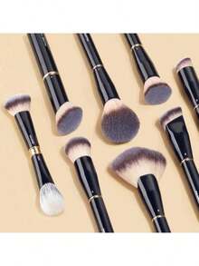 MAANGE Makeup Brushes 16Pcs Professional Foundation Powder Blush Contour Eyeshadows Double-End Makeup Brushes Set With Bag And Gift Box-CoffeeBrown - Màu A - Xem 6